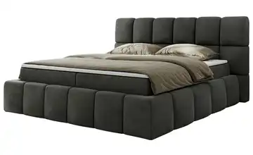Boxbett mit Bettkasten Nira 180x200 cm H3 Basaltgrau Samt