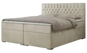 Boxbett mit Bettkasten Pera Creme H4 120x200 cm Samt