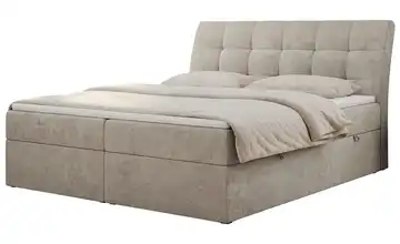 Boxbett mit Bettkasten Diegos 200x200 cm H4 Beige Webstoff