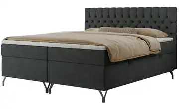 Boxbett mit Bettkasten Grimaldi Webstoff H4 140x200 cm Dunkelgrau