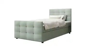 Boxbett mit Stauraum, Matratze H3 und Topper Kleo 100x200 cm Hellgrün