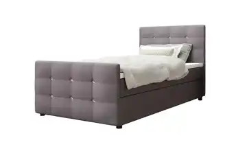 Boxbett mit Stauraum, Matratze H3 und Topper Kleo 100x200 cm Hellgrau