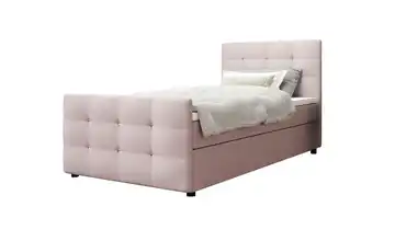Boxbett mit Stauraum, Matratze H3 und Topper Kleo 90x200 cm Rosa