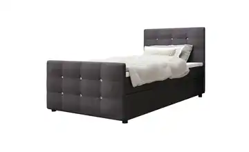 Boxbett mit Stauraum, Matratze H3 und Topper Kleo 90x200 cm Grau