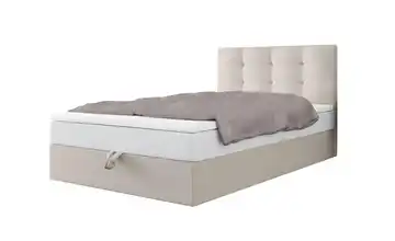 Boxbett mit Stauraum, Matratze H3 und Topper Duo Beige 100x200 cm