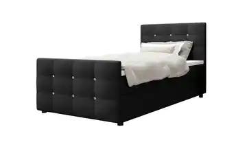 Boxbett mit Stauraum, Matratze H3 und Topper Kleo 90x200 cm Schwarz