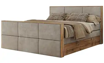 Boxspringbett mit Bettkasten Albero 2 King H3 120x200 cm Beige Webstoff