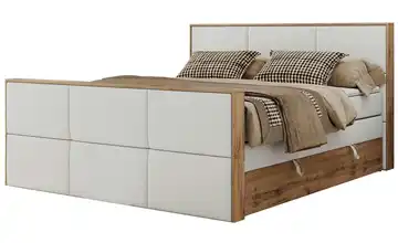 Boxspringbett mit Bettkasten Albero 2 King H3 180x200 cm Weiß Kunstleder