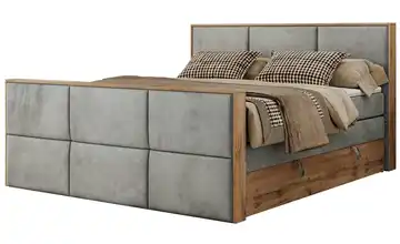 Boxspringbett mit Bettkasten Albero 2 King H3 200x200 cm Silbergrau Samt