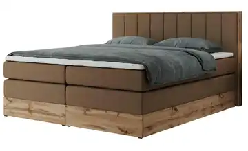 Boxspringbett mit Bettkasten Bellissimo King 140x200 cm H3 Braun Kunstleder
