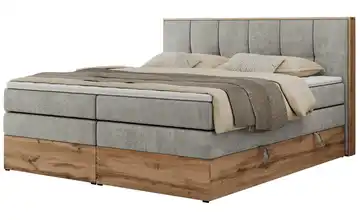 Boxspringbett mit Bettkasten Albero 1 King 200x200 cm H3 Hellgrau Webstoff