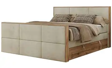 Boxspringbett mit Bettkasten Albero 2 King H3 160x200 cm Creme Samt