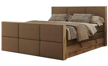 Boxspringbett mit Bettkasten Albero 2 King H3 120x200 cm Braun Kunstleder
