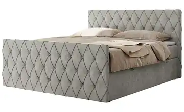 Boxspringbett mit Bettkasten Miren Duo 120x200 cm H3 Hellgrau Webstoff