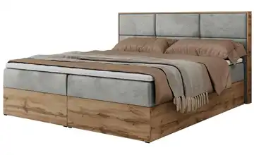 Boxbett mit Bettkasten Albero 2 120x200 cm H3 Silbergrau Samt