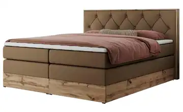 Boxspringbett mit Bettkasten Veneto King 140x200 cm H3 Braun Kunstleder