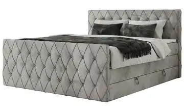 Boxspringbett mit Bettkasten Miren King Duo 160x200 cm H4 Silbergrau Samt