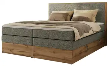 Boxspringbett mit Bettkasten Wood Classic King 140x200 cm H3 Grau, Eiche Artisan (Nachbildung) Webstoff