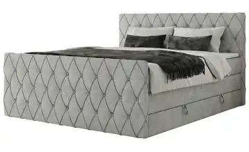 Boxspringbett mit Bettkasten Miren King Duo 120x200 cm H3 Hellgrau Webstoff