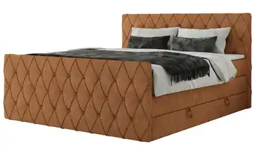 Boxspringbett mit Bettkasten Miren King Duo 120x200 cm H3 Orange Webstoff