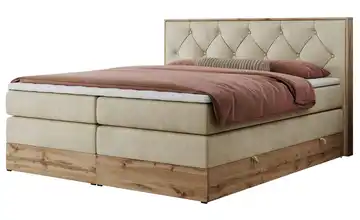 Boxspringbett mit Bettkasten Veneto King 140x200 cm H3 Creme Samt