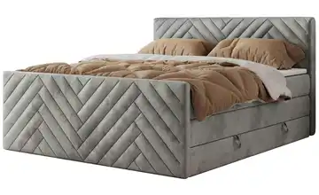 Boxspringbett mit Bettkasten Paris King Duo 120x200 cm H3 Silbergrau Samt