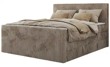 Boxspringbett mit Bettkasten Tiliano King Duo 140x200 cm H3 Taupe