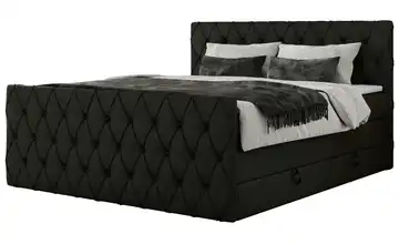 Boxspringbett mit Bettkasten Miren King Duo 120x200 cm H3 Schwarz Kunstleder