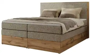 Boxspringbett mit Bettkasten Wood Classic King 140x200 cm H3 Dunkelbeige, Eiche Artisan (Nachbildung) Webstoff
