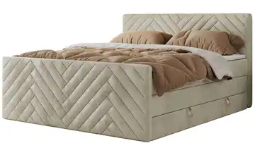 Boxspringbett mit Bettkasten Paris King Duo 120x200 cm H3 Creme Samt
