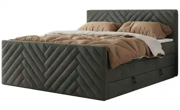 Boxspringbett mit Bettkasten Paris King Duo 120x200 cm H3 Basaltgrau Samt
