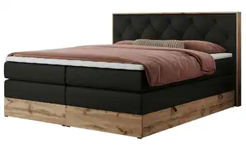 Boxspringbett mit Bettkasten Veneto King H4 Schwarz Kunstleder 140x200 cm