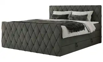Boxspringbett mit Bettkasten Miren King Duo 120x200 cm H3 Basaltgrau Samt