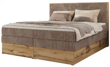 Boxspringbett mit Bettkasten Wood Classic King 140x200 cm H3 Braun, Eiche Artisan (Nachbildung) Cordstoff