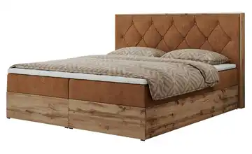 Boxbett mit Bettkasten Veneto Orange H3 200x200 cm Webstoff