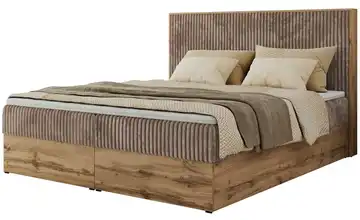 Boxbett mit Bettkasten Wood Classic 180x200 cm H3 Braun, Eiche Artisan (Nachbildung) Cordstoff