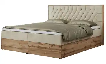 Boxbett mit Bettkasten Amore Samt H4 Creme 200x200 cm