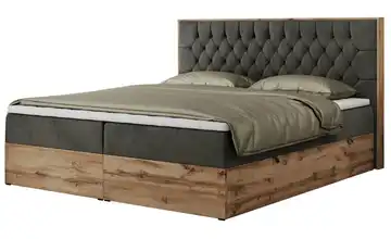 Boxbett mit Bettkasten Amore 160x200 cm H3 Basaltgrau Samt