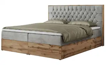 Boxbett mit Bettkasten Amore 140x200 cm H4 Silbergrau Samt