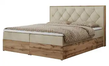 Boxbett mit Bettkasten Veneto 160x200 cm H3 Creme Samt