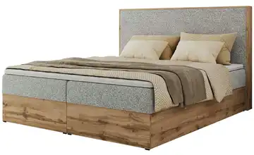 Boxbett mit Bettkasten Wood Classic 160x200 cm H3 silberfarben, Eiche Artisan (Nachbildung) Webstoff