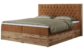 Boxbett mit Bettkasten Amore Webstoff H4 Orange 160x200 cm