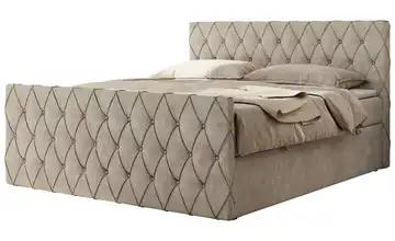 Boxspringbett mit Bettkasten Miren Duo 180x200 cm H3 Beige Webstoff