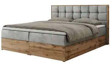 Boxbett mit Bettkasten Albero 1 200x200 cm H3 Silbergrau Samt