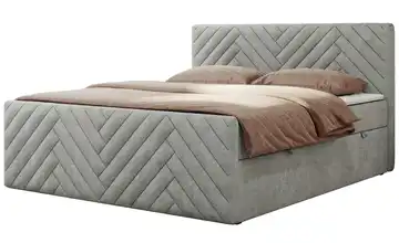 Boxbett mit Bettkasten Paris Duo 140x200 cm Hellgrau Webstoff H4