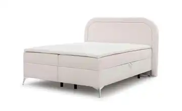 S-STYLE Boxbett mit Bettkasten, Bouclé-Stoff Sonna Weiß verchromt 160x200 cm