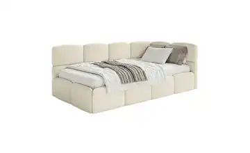 Selsey Polsterliege mit Matratze und Bettkasten Cloudy Kopfteil rechts Hellbeige mit Matratze