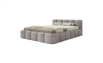 Selsey Polsterbett in Velours Cloudy Low ohne Bettkasten 180x200 cm Hellgrau Velours