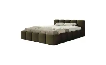 Selsey Polsterbett in Bouclé Cloudy Low ohne Bettkasten 160x200 cm Olivgrün Bouclé