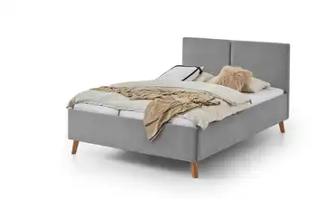 Polsterbett in grau Piano Grau 140x200 cm 146 cm Eiche